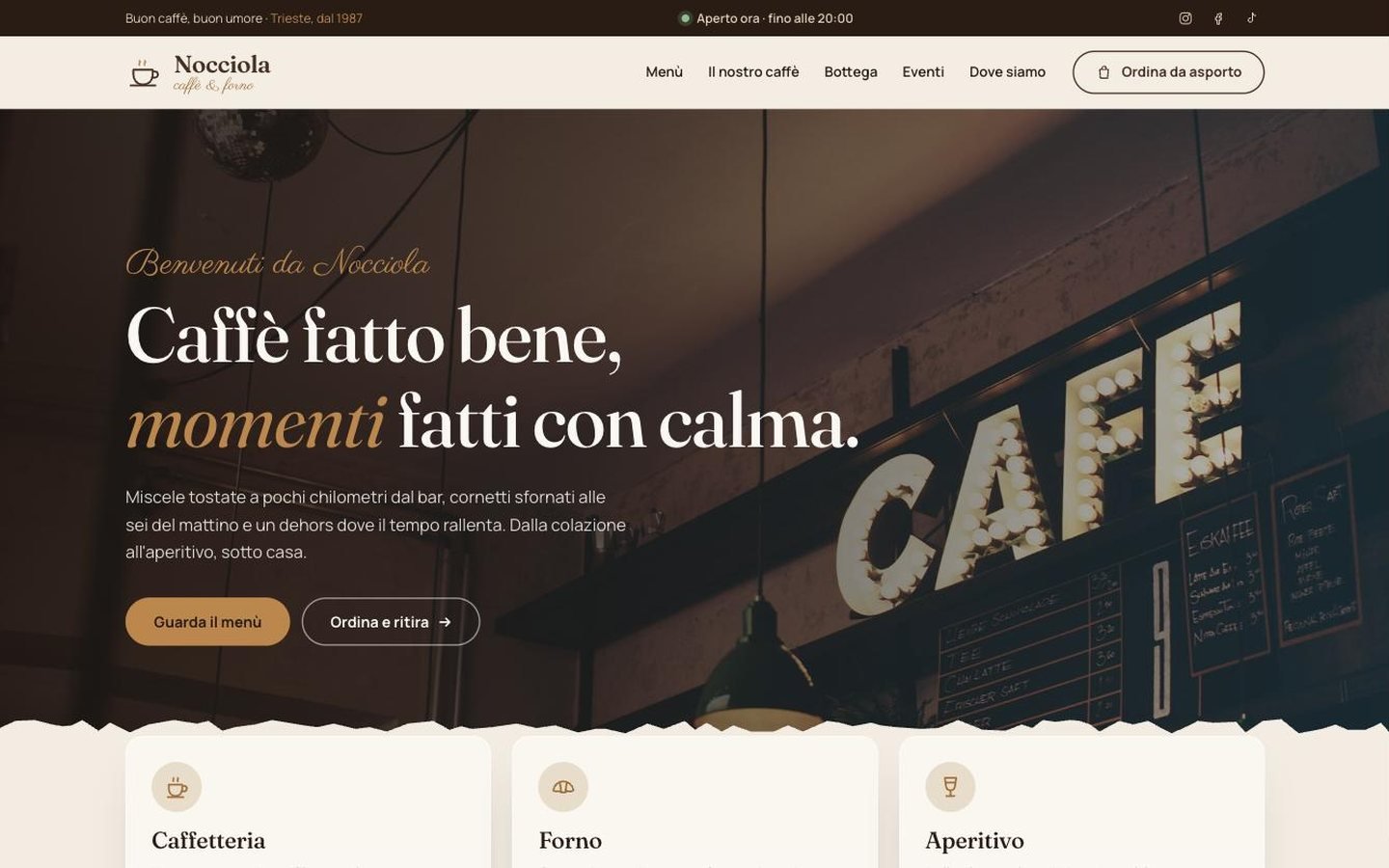 Demo dimostrativa — sito per bar e caffetteria