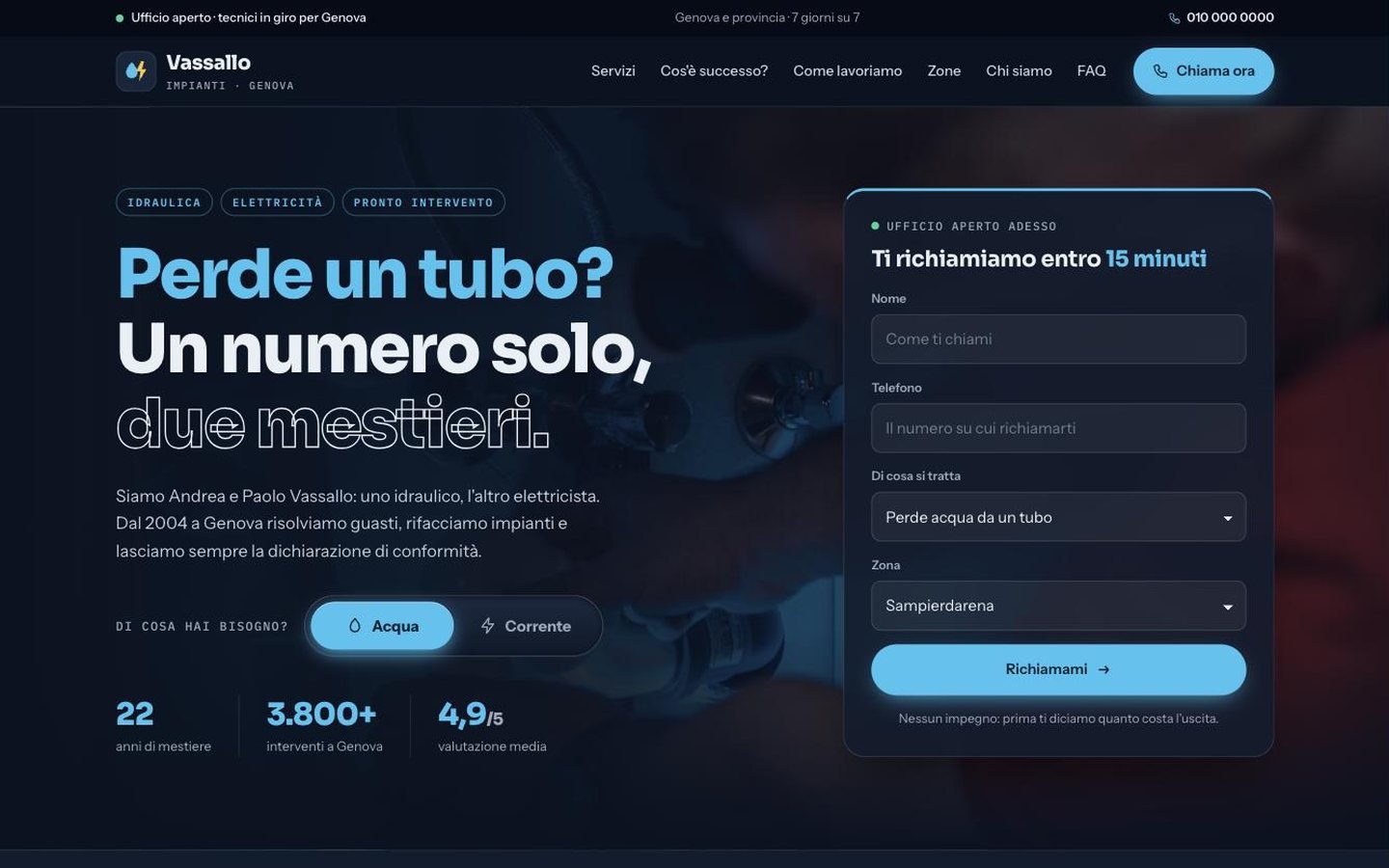 Demo dimostrativa — sito per idraulico ed elettricista